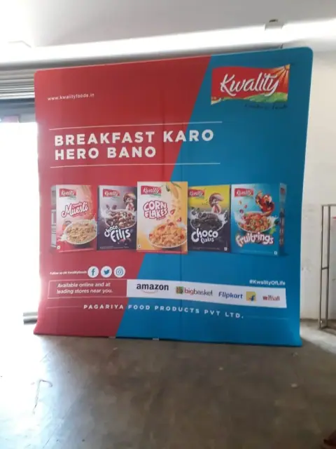 In-store branding backdrop for a breakfast cereal brand